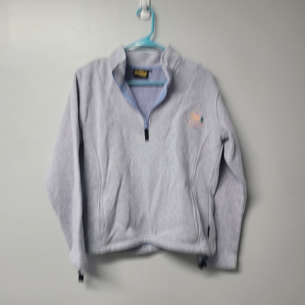 Renegade Club Blue Cabin‎ Embroidered Quarter Zip Fleece Pullover Womens Sz S